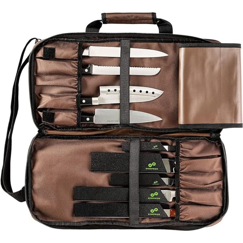 EVERPRIDE Chef Knife Bag Holds 20 Knives PLUS Large Zippered Compartment for Kitchen Tools â€“ Durable, Large Knife Bag for Chefs â€“ Professional Grade and makes a great gift! - Image 5